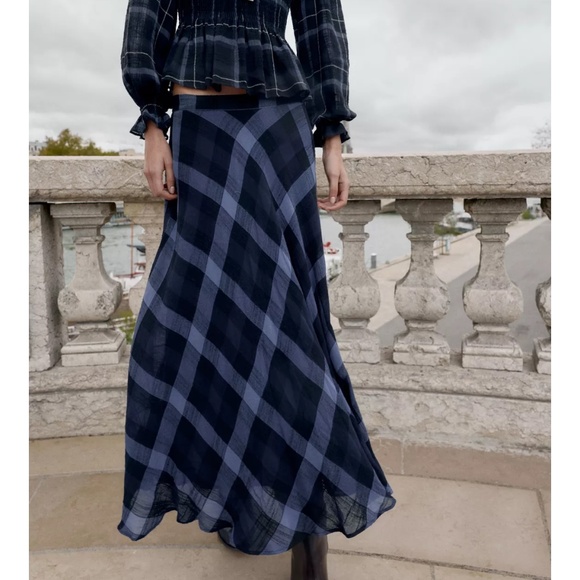 NWT Zara plaid smocked top and skirt set XS - Picture 2 of 10